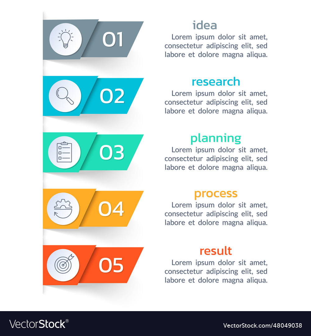 5 steps option infographic menu list design vector image 5 steps option infographic menu list design