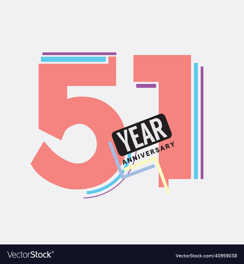 51th years anniversary logo birthday celebration vector image 51th years anniversary logo birthday celebration
