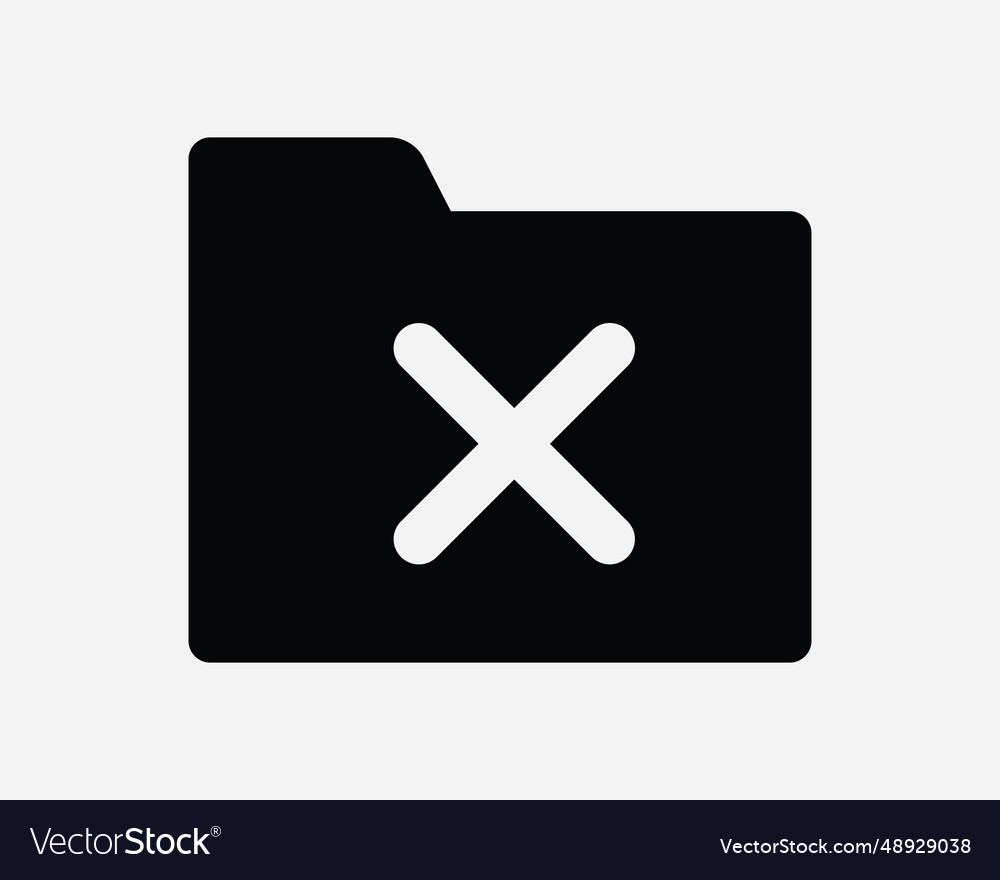 Delete folder icon cancel document remove file x vector image Delete folder icon cancel document remove file x
