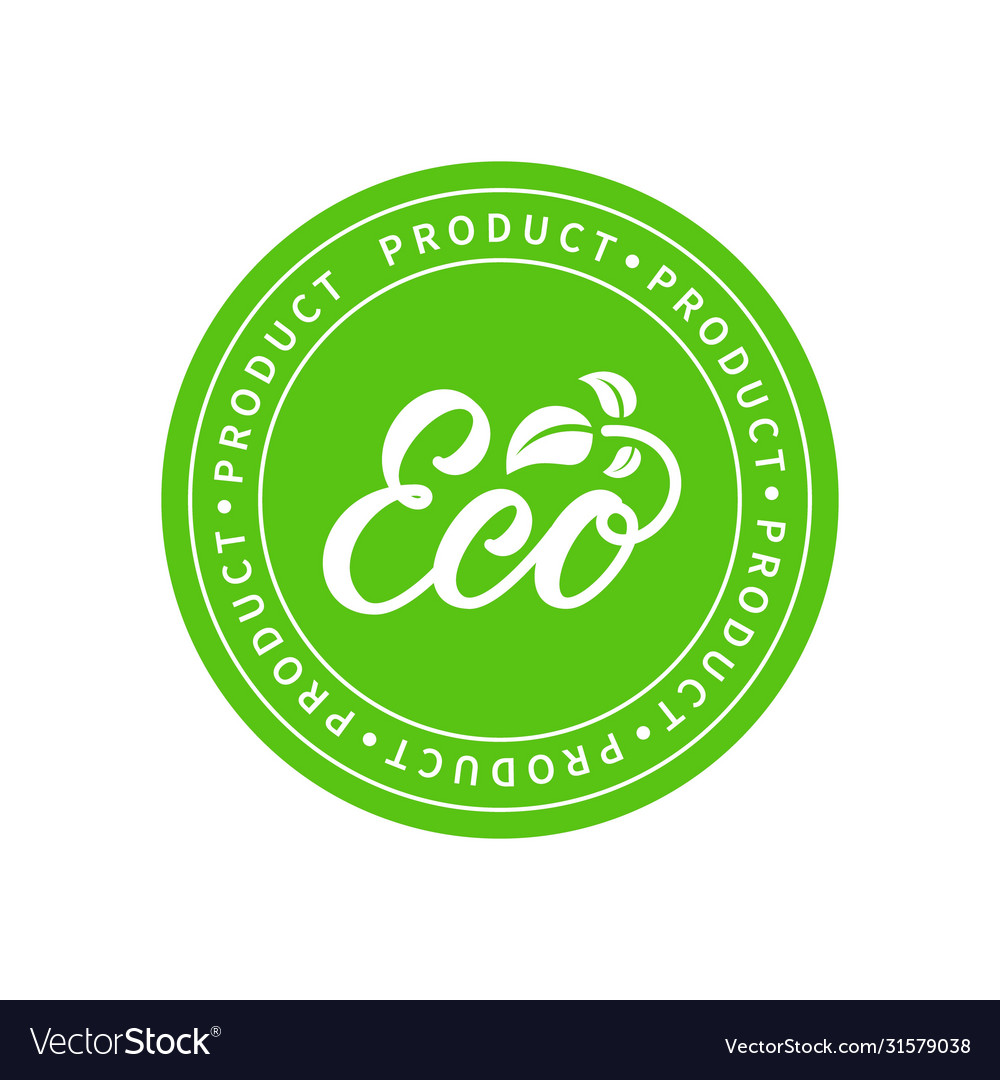 Eco product hand drawn inscription Royalty Free Vector Image