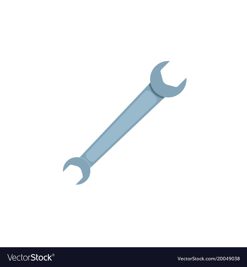 Flat wrench icon isolated