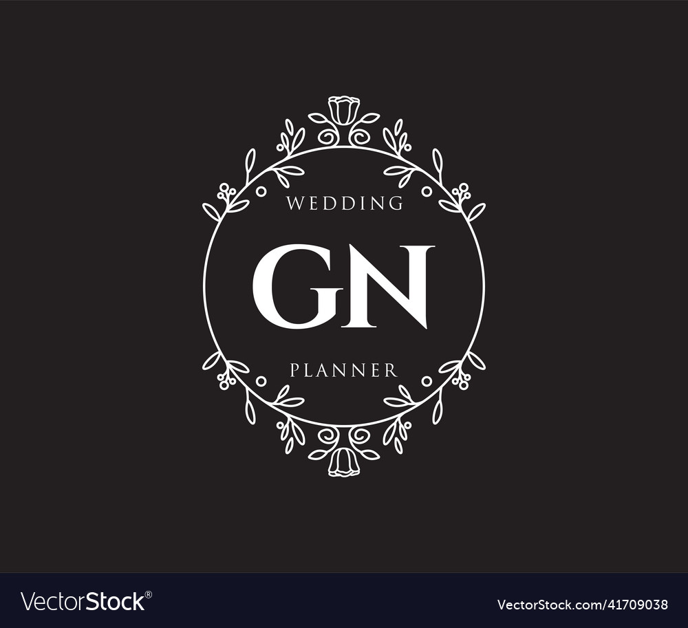 Gn initials letter wedding monogram logos Vector Image