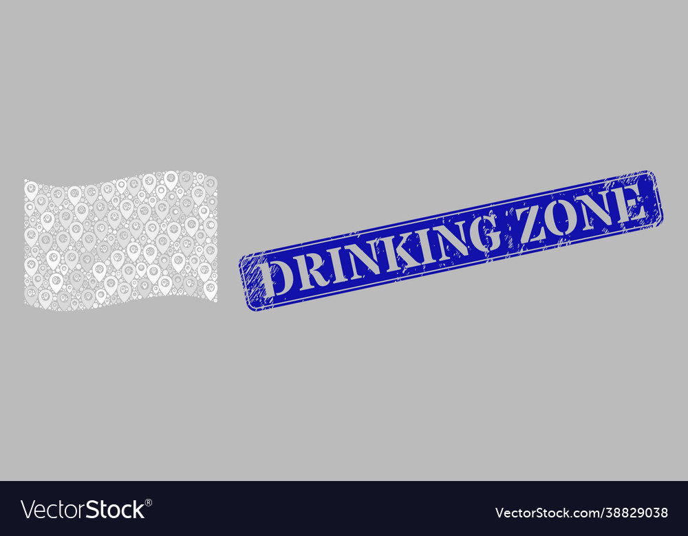 Grunge drinking zone seal and pointer waving white Vector Image Grunge drinking zone seal and pointer waving white