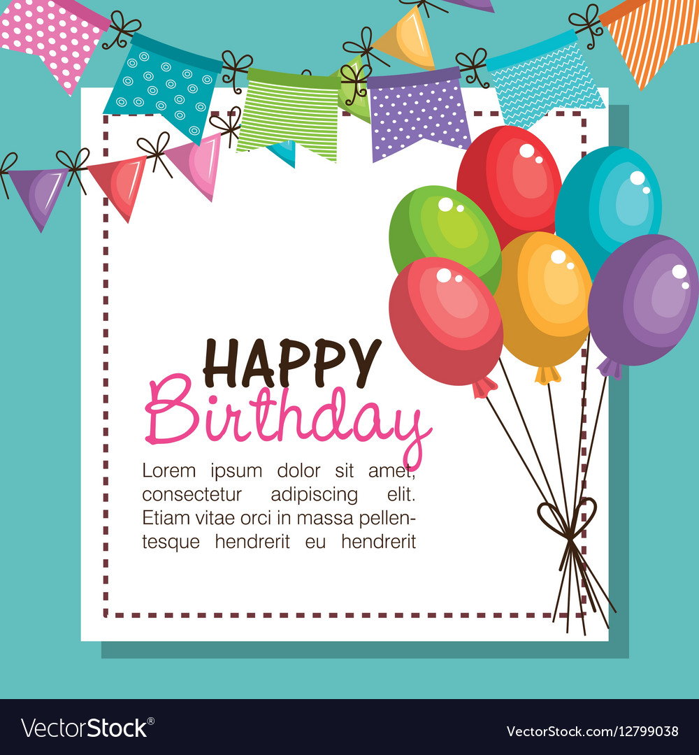 Happy Birthday Party Invitation With Balloons Air Vector Image