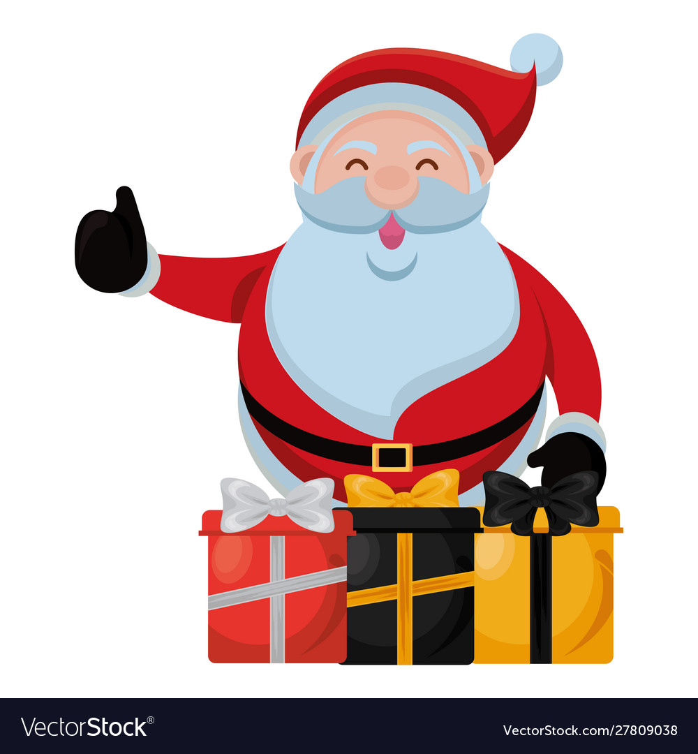 Merry christmas santa claus and gifts character Vector Image