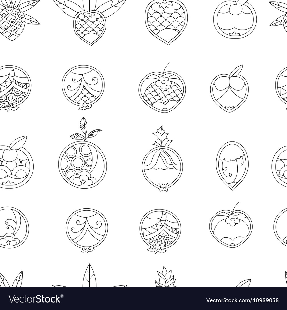 Seamless floral contour pattern with tropic
