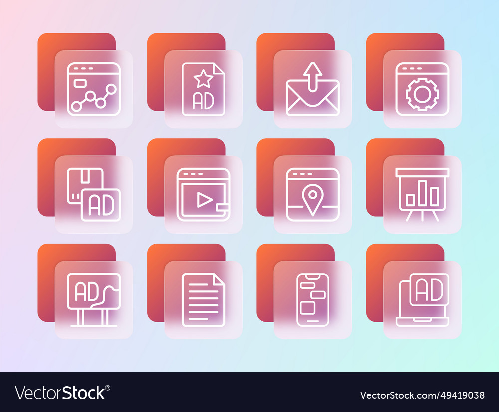 Set line browser setting file document vector image Set line browser setting file document