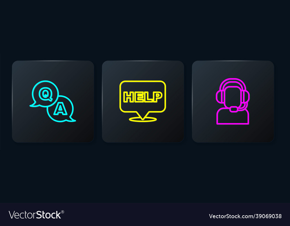 Set line question and answer man with headset vector image Set line question and answer man with headset