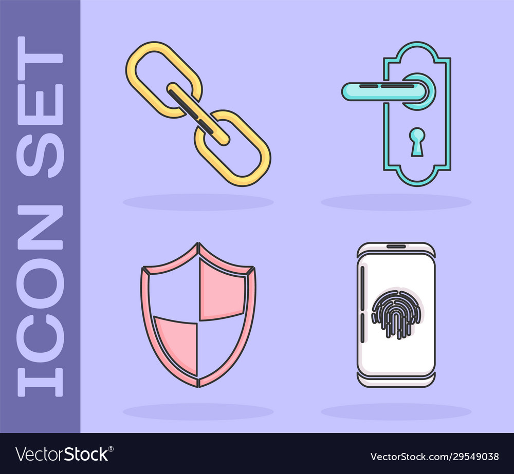 Set smartphone with fingerprint scanner chain vector image Set smartphone with fingerprint scanner chain