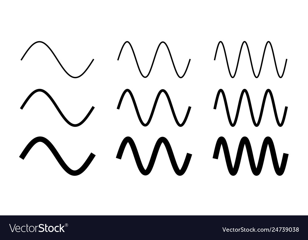 Simple sine wave drawing one two and three period Vector Image