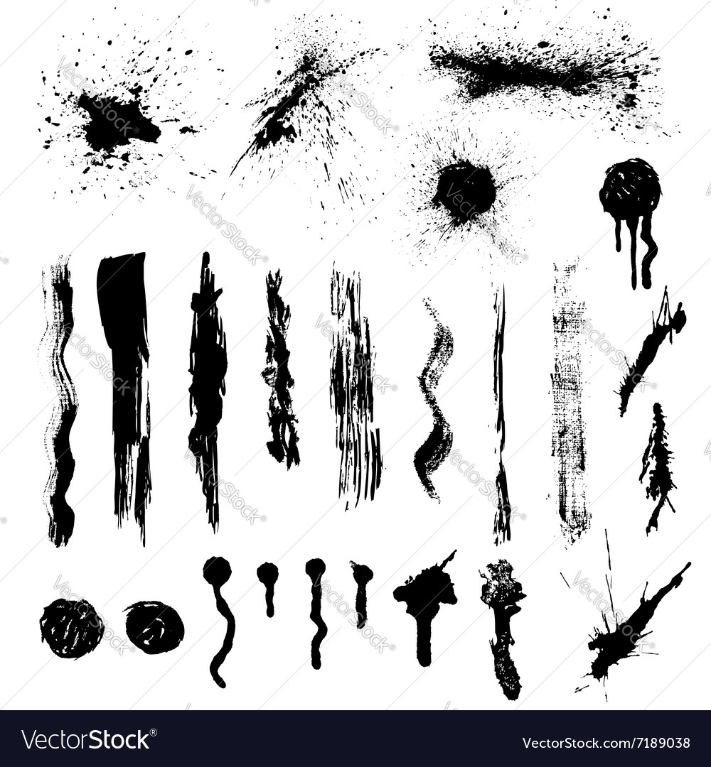 Splashesblots and brushes on white background