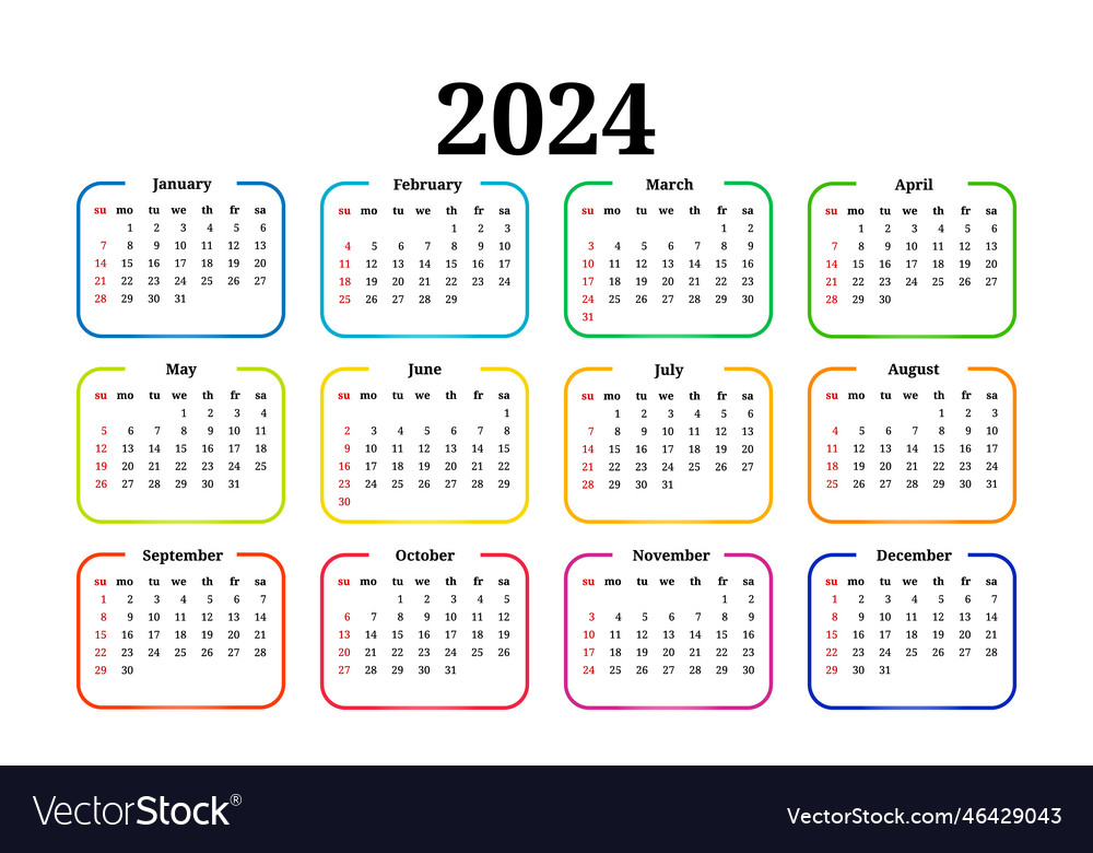 Calendar for 2024 isolated on a white background Vector Image