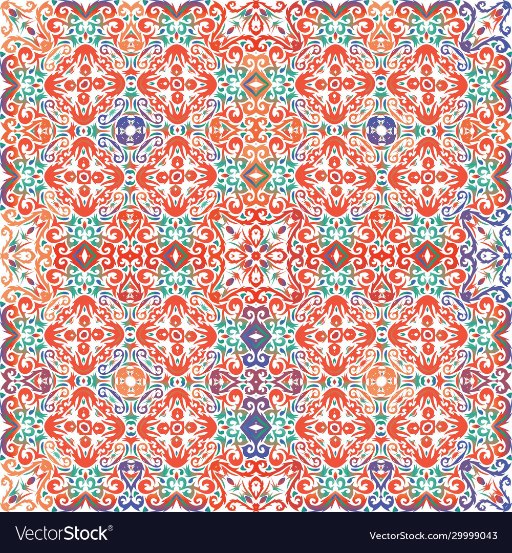 Colored ethnic patterns in ceramic tile Royalty Free Vector