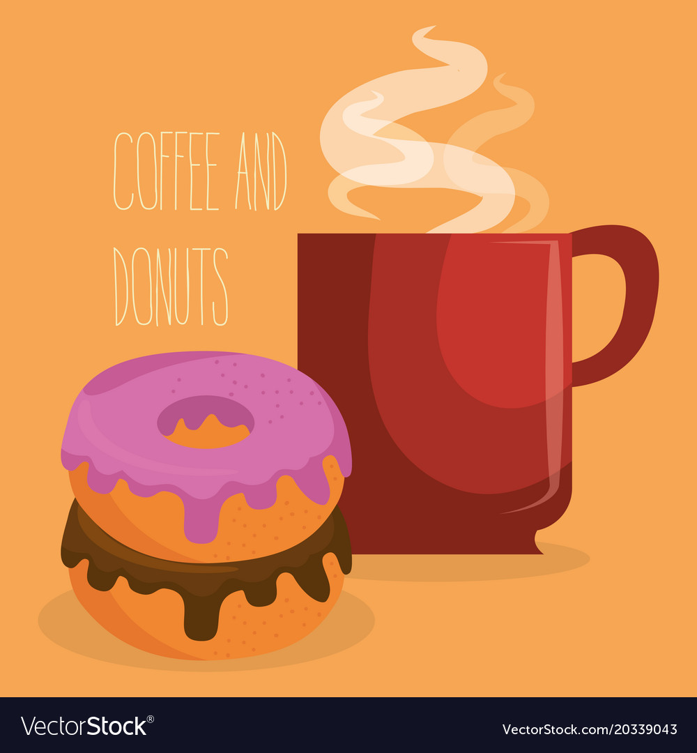 Delicious coffee cup and donuts