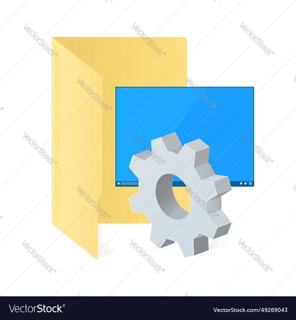 File computer folder and desktop with gear icon vector image File computer folder and desktop with gear icon