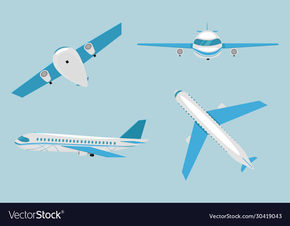 Flat airplane set Royalty Free Vector Image - VectorStock