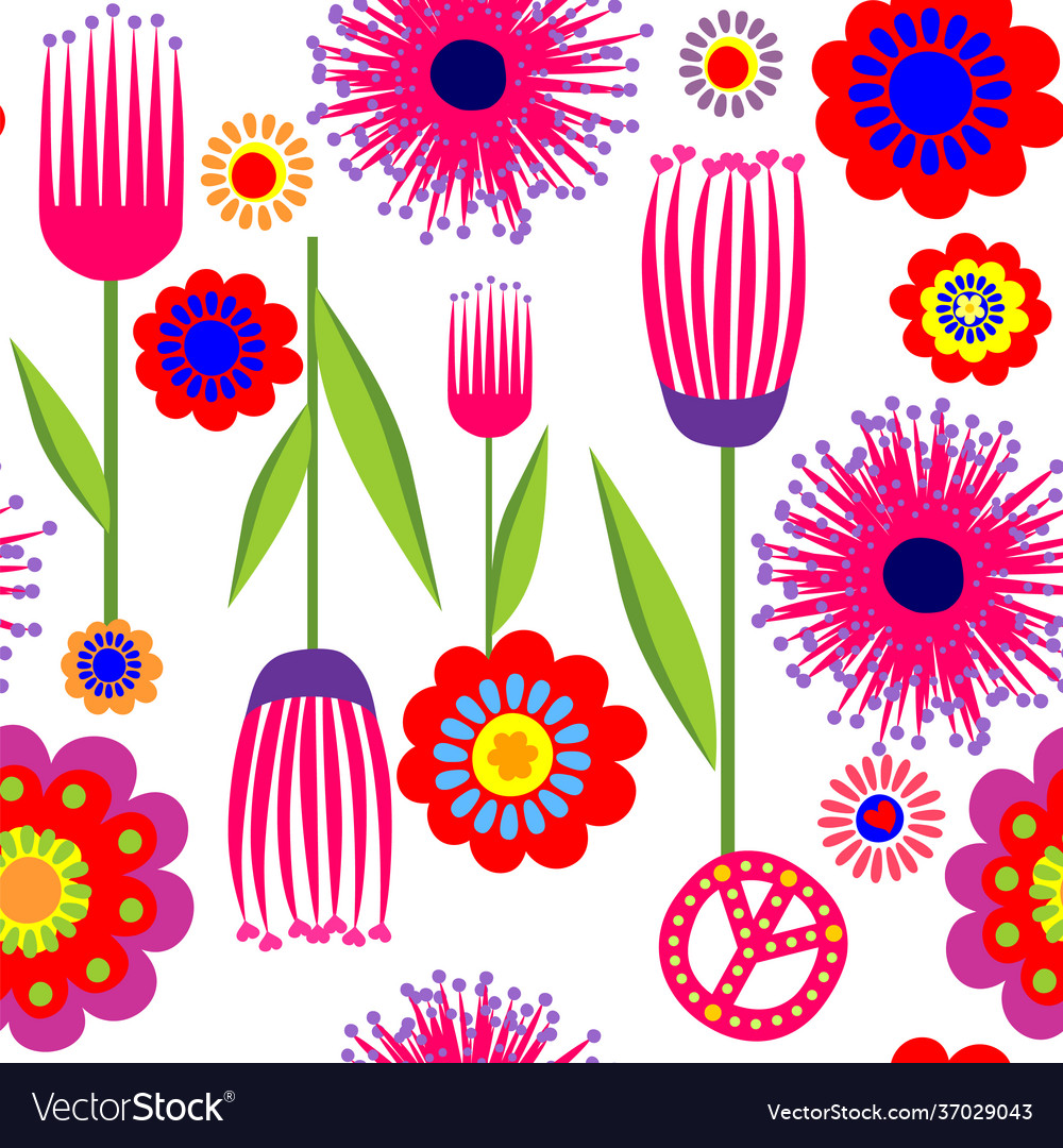 Funny wallpaper with abstract flowers