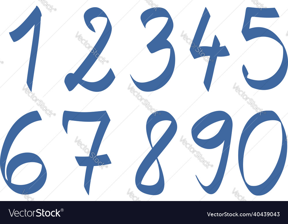 Handmade numbers set vector image Handmade numbers set