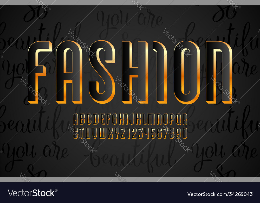 High steel font golden style vector image High steel font golden style