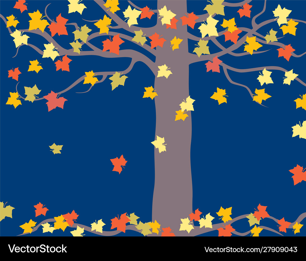 Image maple tree with falling autumn leaves Vector Image