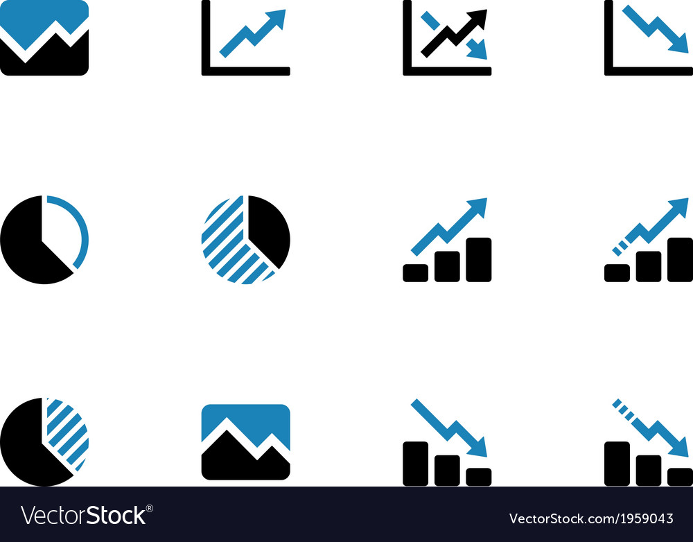 Line chart and diagram duotone icons