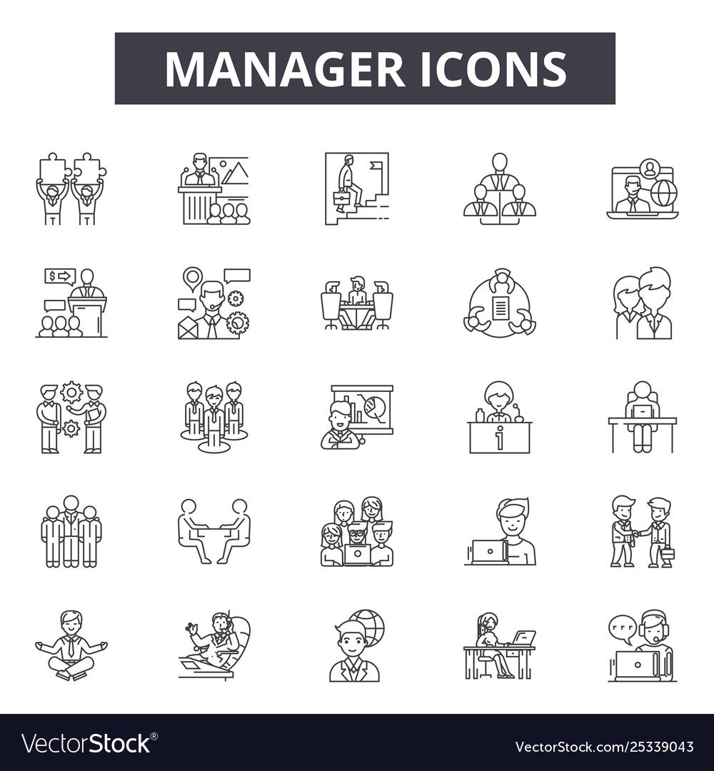 Manager line icons signs set linear Vector Image Manager line icons signs set linear