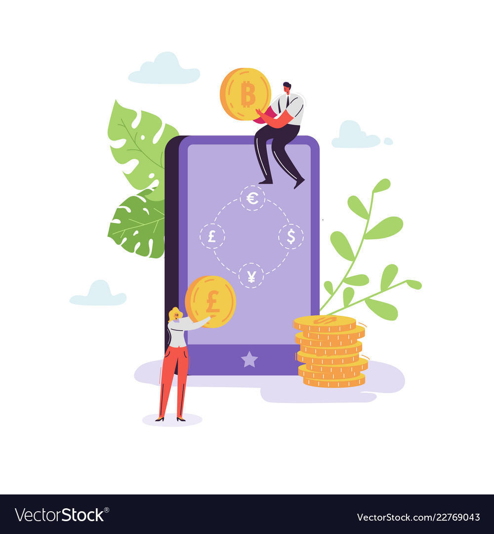 Mobile Currency Exchange Online Banking Characters Mobile Currency Exchange Online Banking