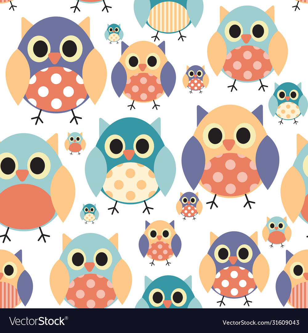 Owl seamless pattern background vector image Owl seamless pattern background