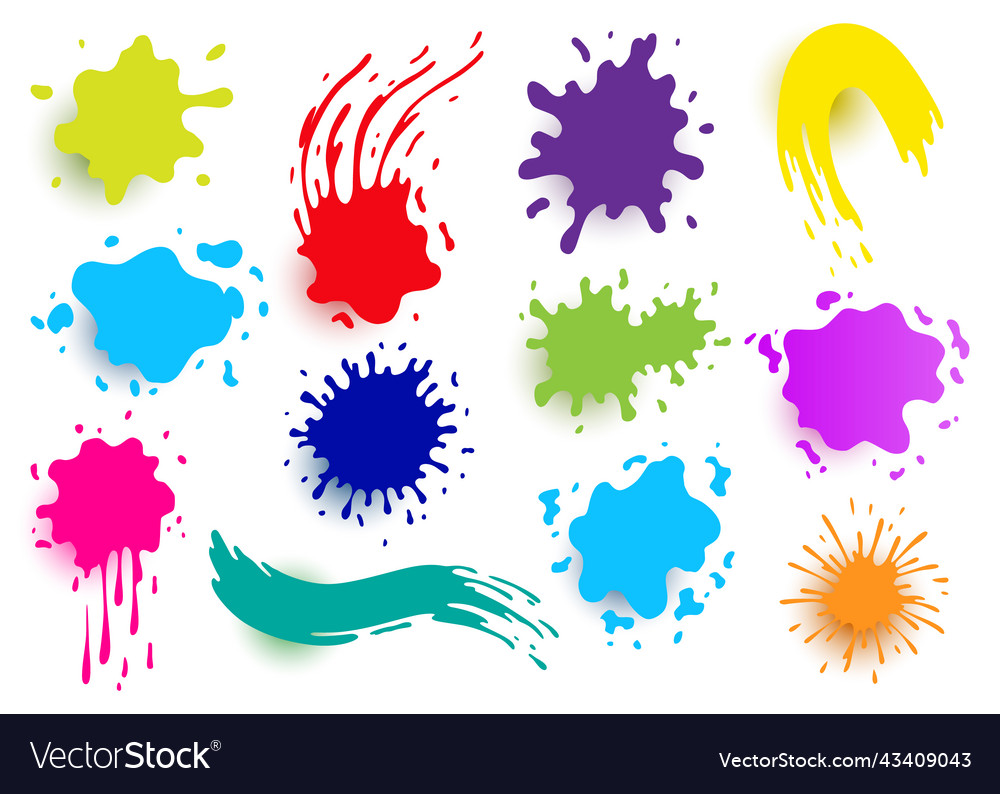 Paint blots splashes set for design use colorful vector image Paint blots splashes set for design use colorful