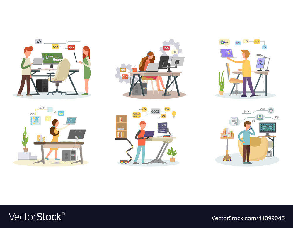 Programmierer Engineering und Codierung vector image Programmierer Engineering und Codierung