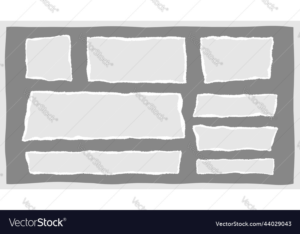 Rectangular torn paper shred set