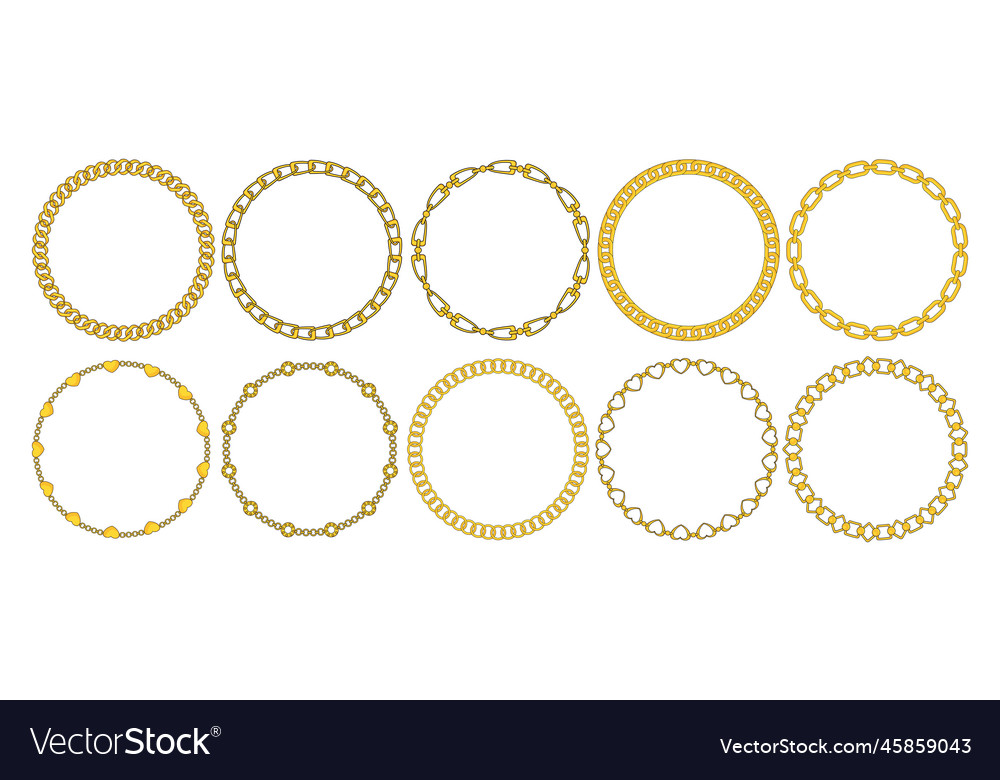 Round chain frame circle chains border boho vector image Round chain frame circle chains border boho