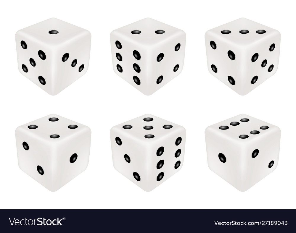 Set a white dice three dimensions