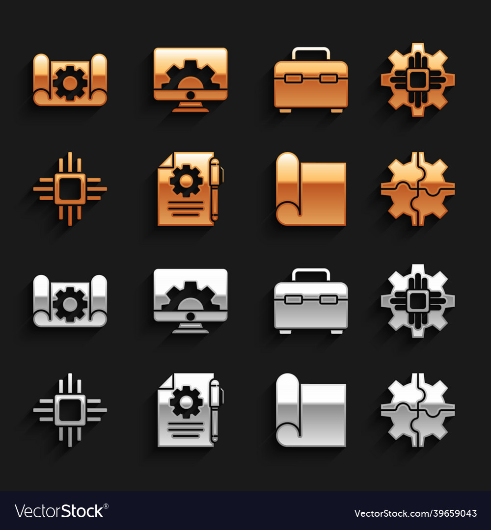 Set document settings and pen processor gear vector image Set document settings and pen processor gear