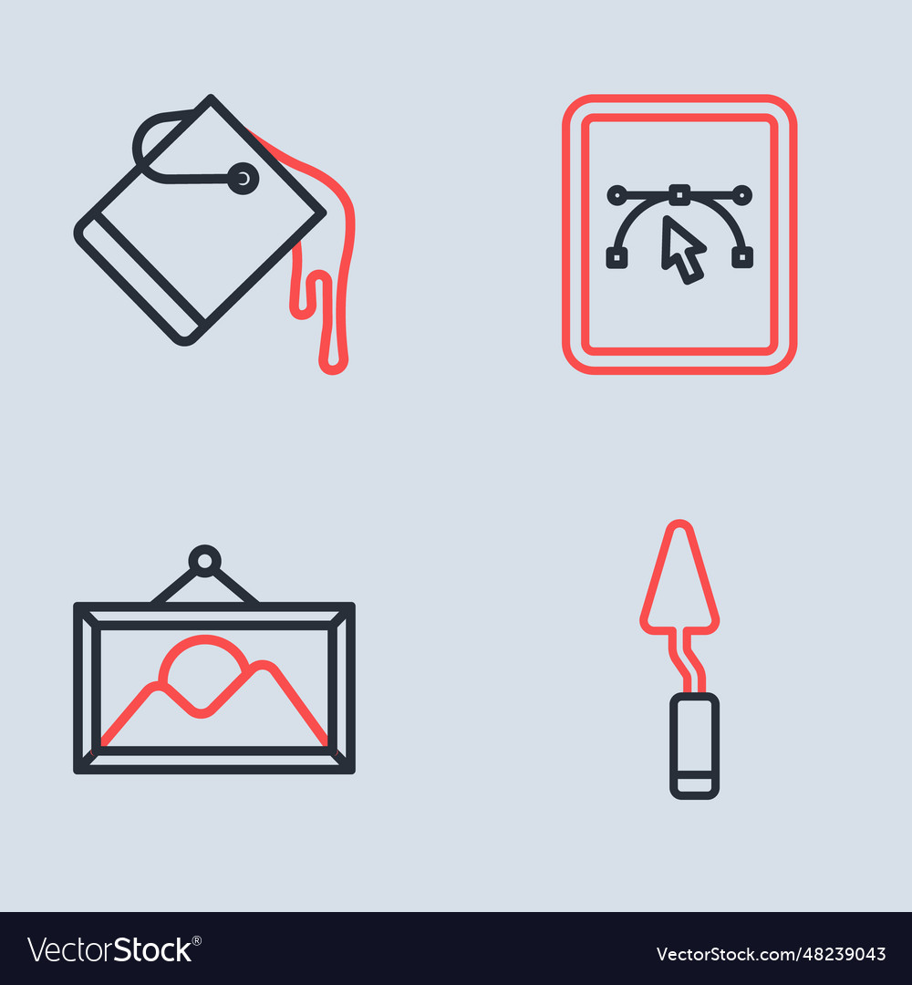Set line computer with design program picture vector image Set line computer with design program picture