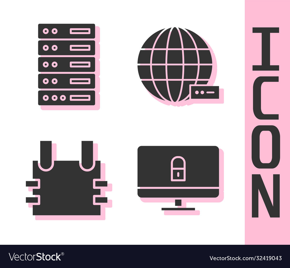 Set lock on computer monitor server data web vector image Set lock on computer monitor server data web