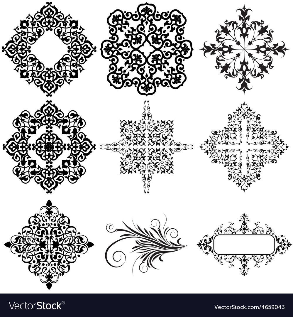 Set of 9 ornamental design elements