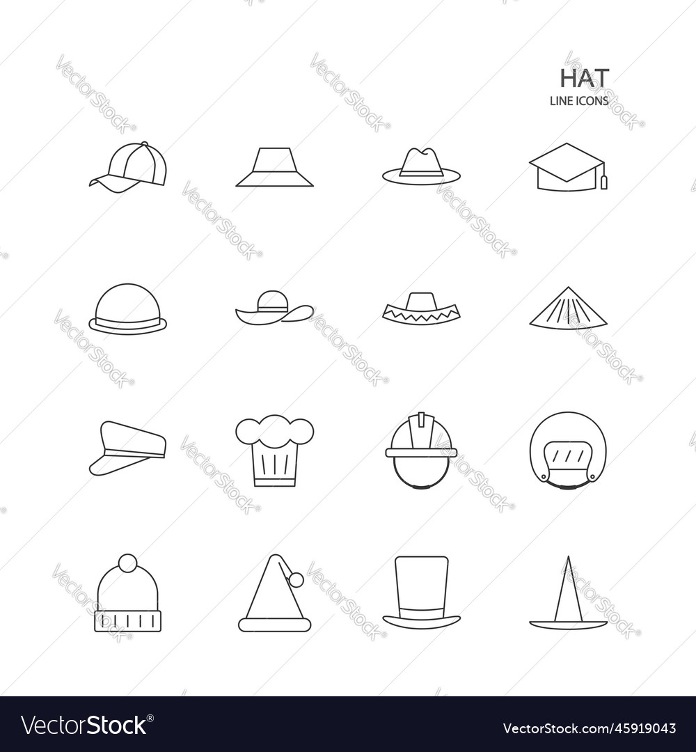 Set of hat line icon on white background