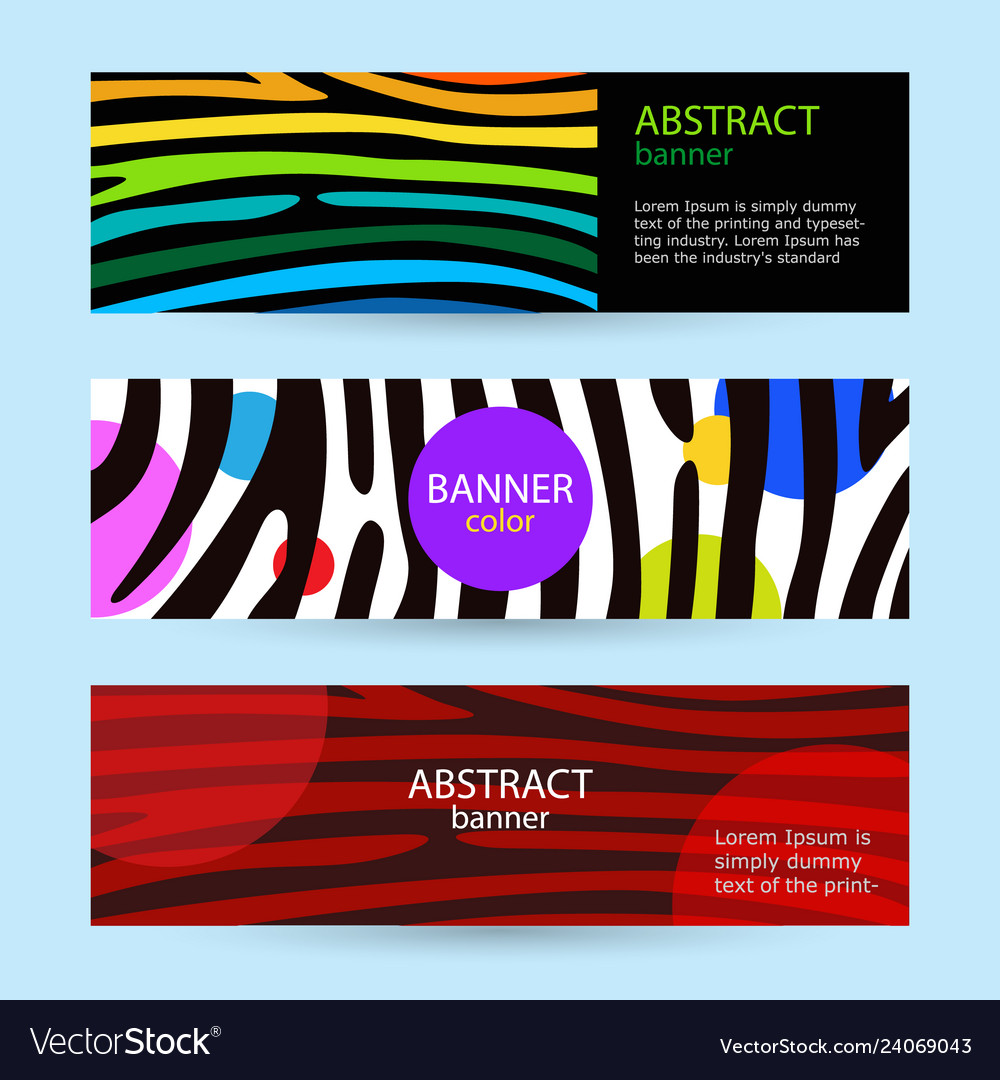 Set of horizontal color banners with stripes Vector Image