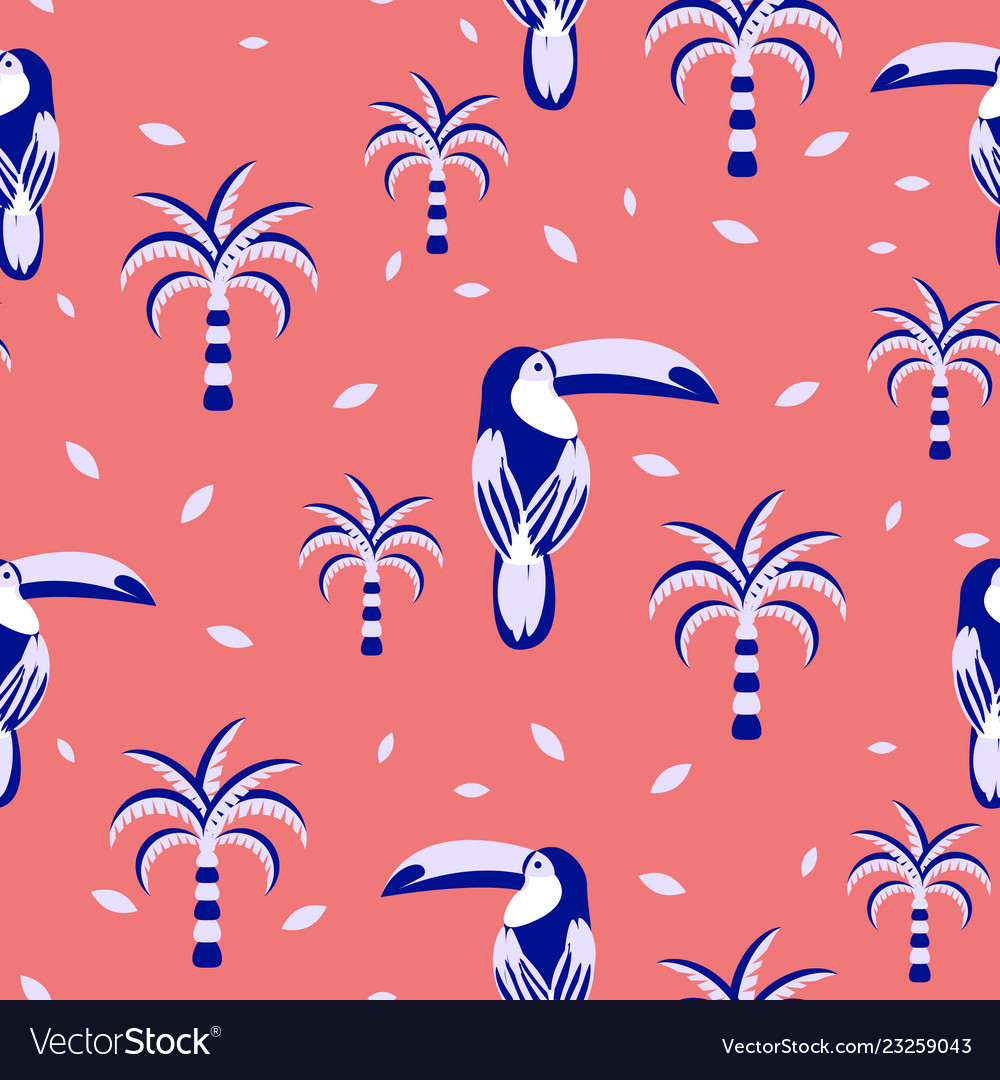 Toucan and palms seamless pattern for fabric