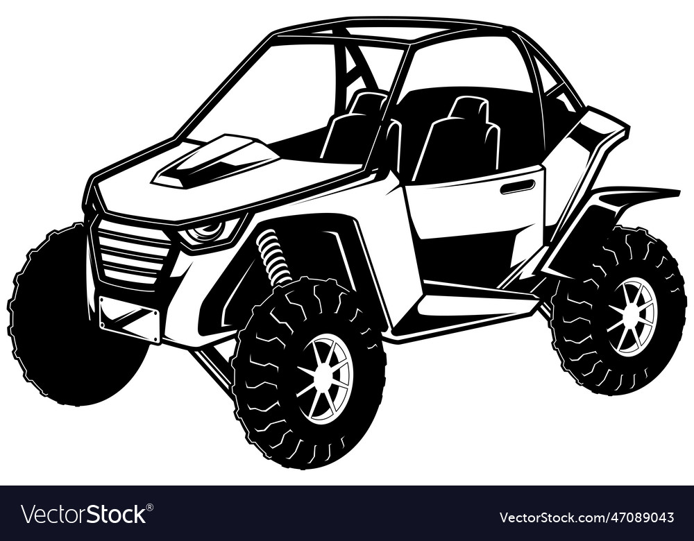 Utv side by side line art Royalty Free Vector Image