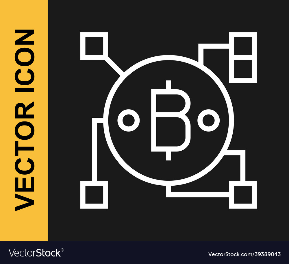 White line blockchain technology bitcoin icon vector image White line blockchain technology bitcoin icon