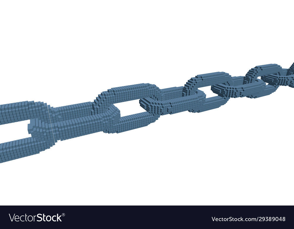 Abstract voxel chain blockchain concept 3d