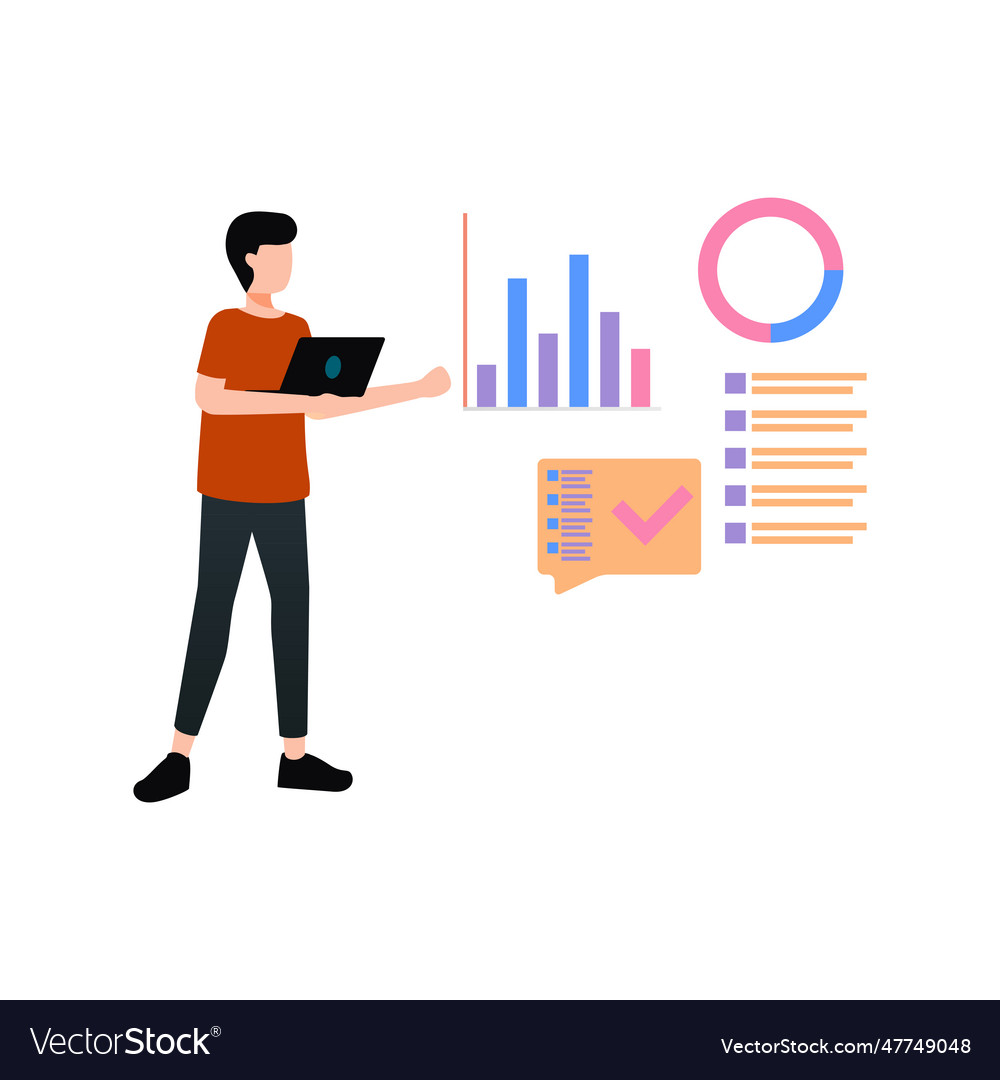 Boy is working on a chart graph