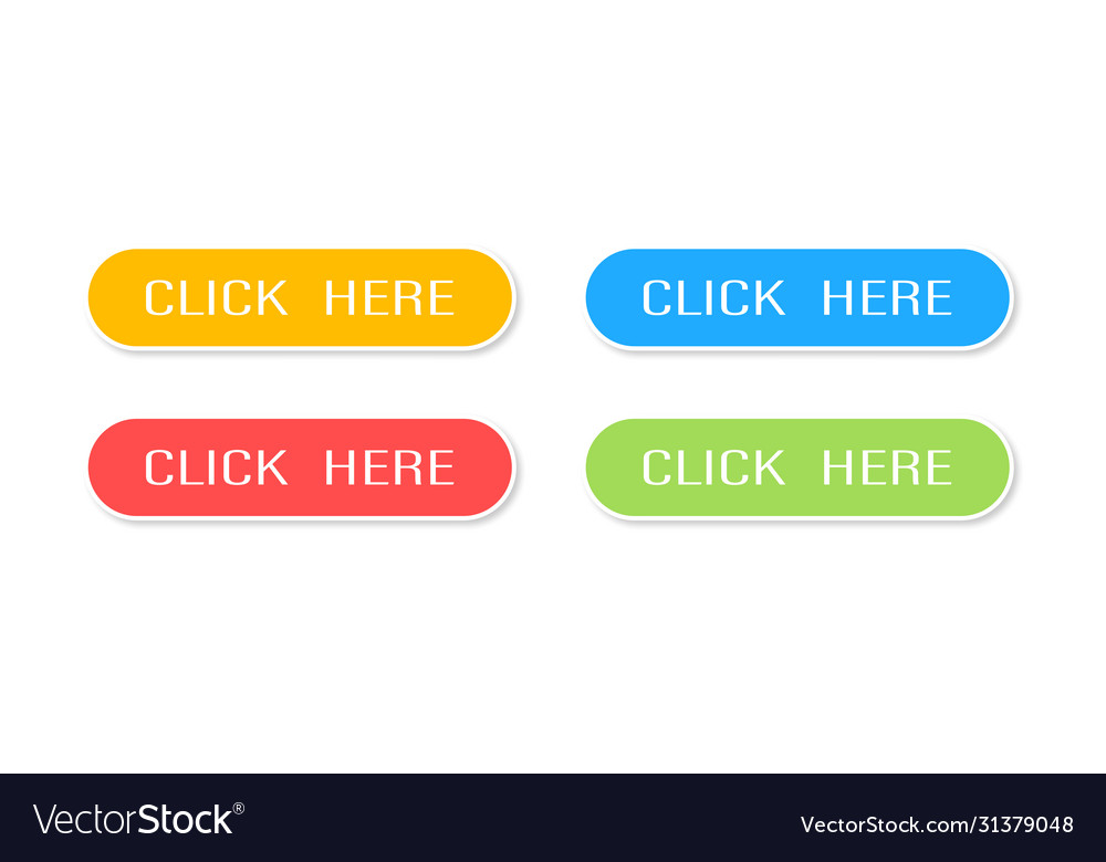 Button click here on white background in flat vector image Button click here on white background in flat