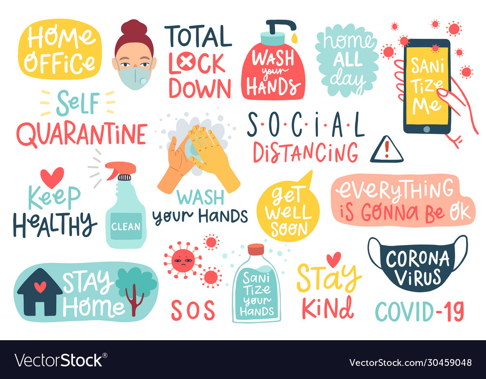 Coronavirus covid19-19 letterings and other Vector Image