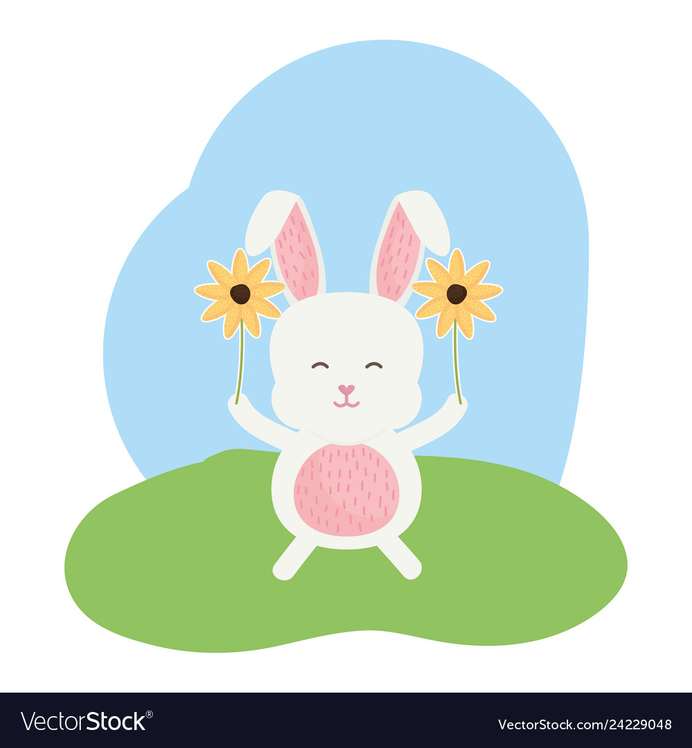 Cute rabbit in the landscape character
