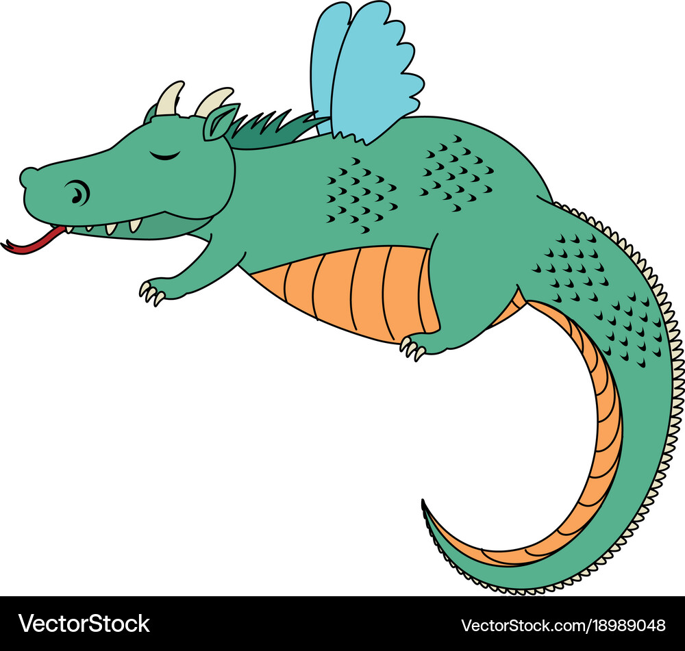 Fantasy dragon with wings Royalty Free Vector Image