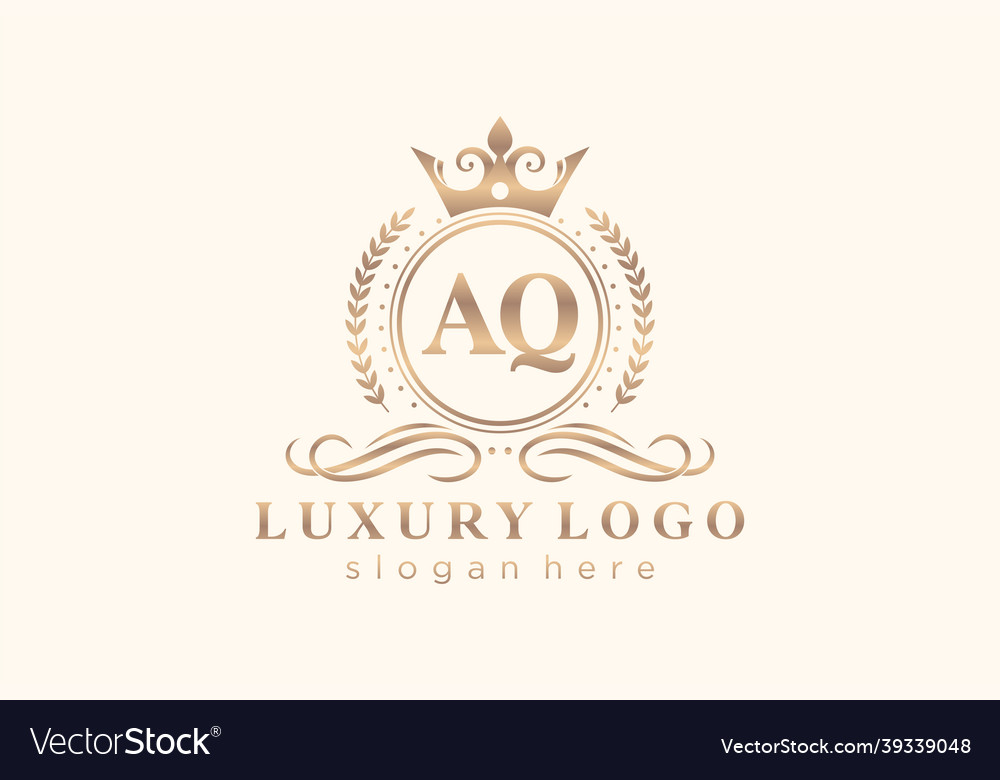 Initial aq letter royal luxury logo template Vector Image