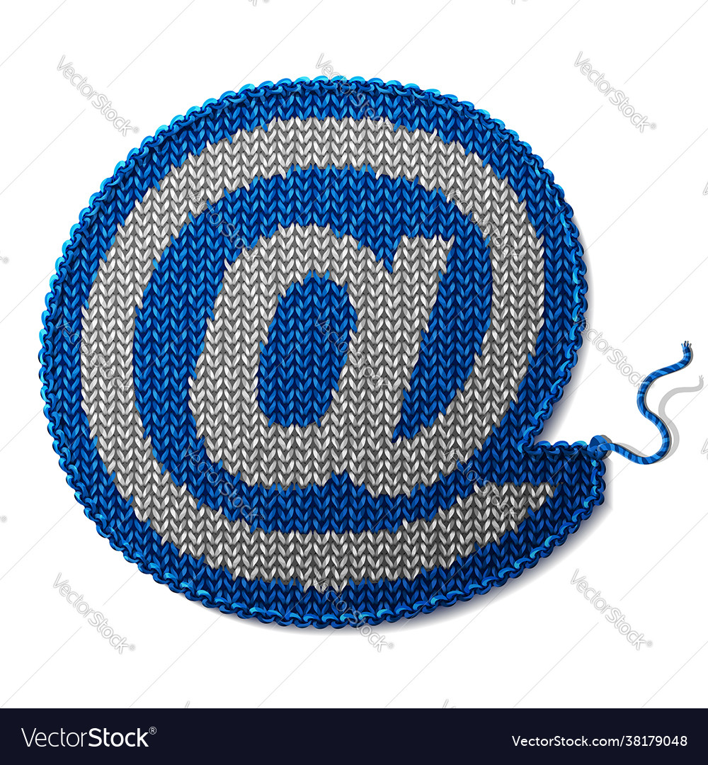 Mail sign knitted fabric isolated on white